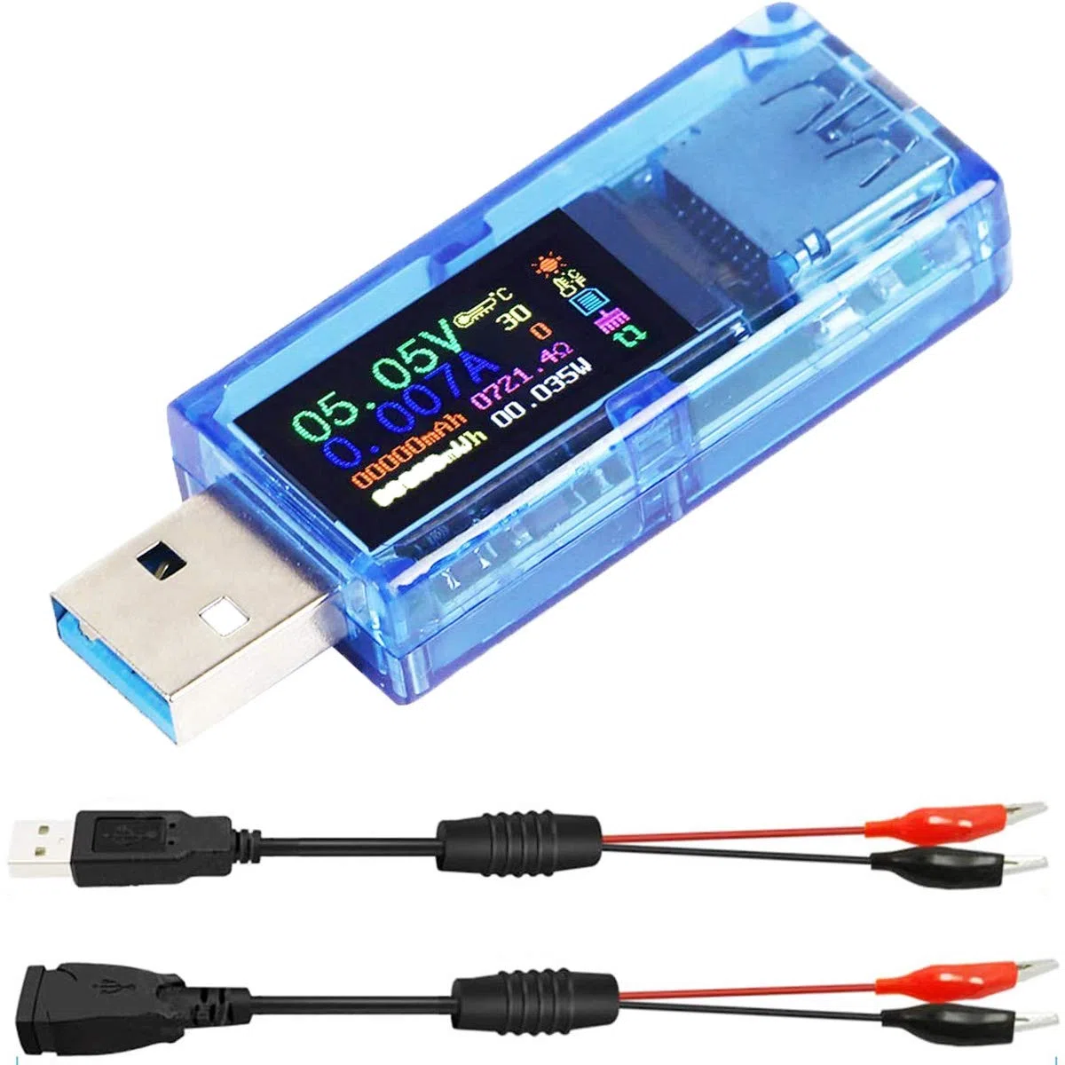 1 pz 3.7-30V 0-4A USB Tester Power USB 3.0 Tester, USB Power Meter, Voltmetro Tester, USB Charger Tester AT34, IPS Color Display Voltmetro Amperometro con cavo USB clip