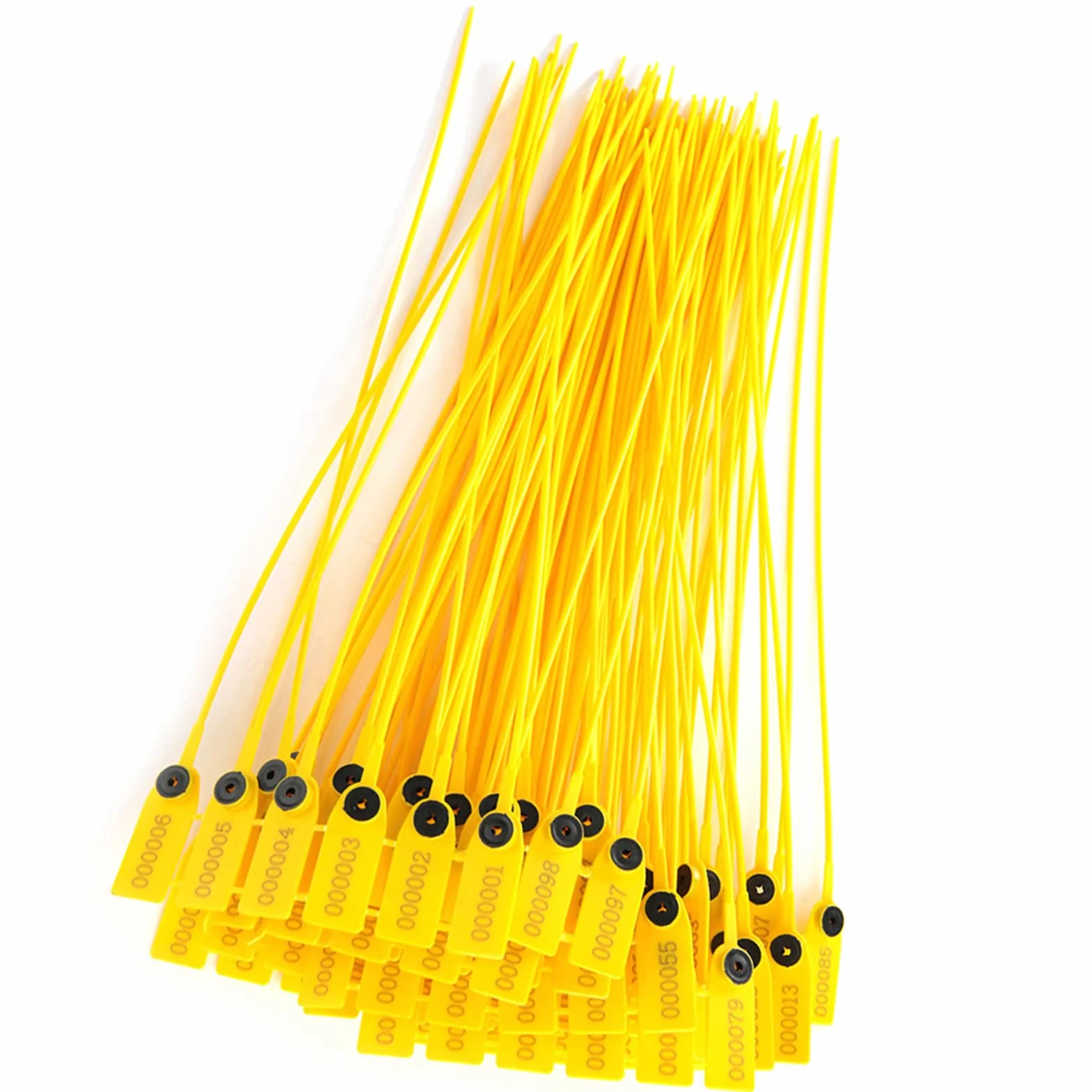Sigilli di Sicurezza in Plastica Gialla da 100 Pezzi, Sigilli Logistici in PP, Etichette di Sicurezza in Lamiera di Acciaio con Numero, Ideali per Logistica, Trasporti, Magazzinaggio,
