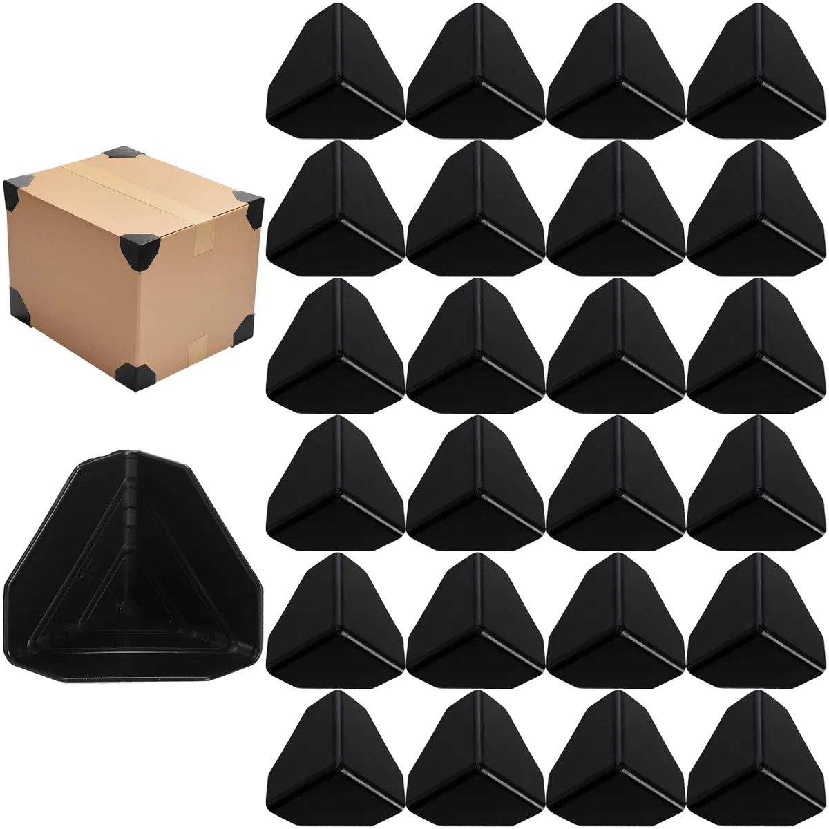 ZENFUN 200 protezioni per bordi da imballaggio, in plastica resistente, protezioni per angoli per scatole, scatole, nero, 5.4 cm di lunghezzax5.4 cm di larghezzax5.4 cm di altezza