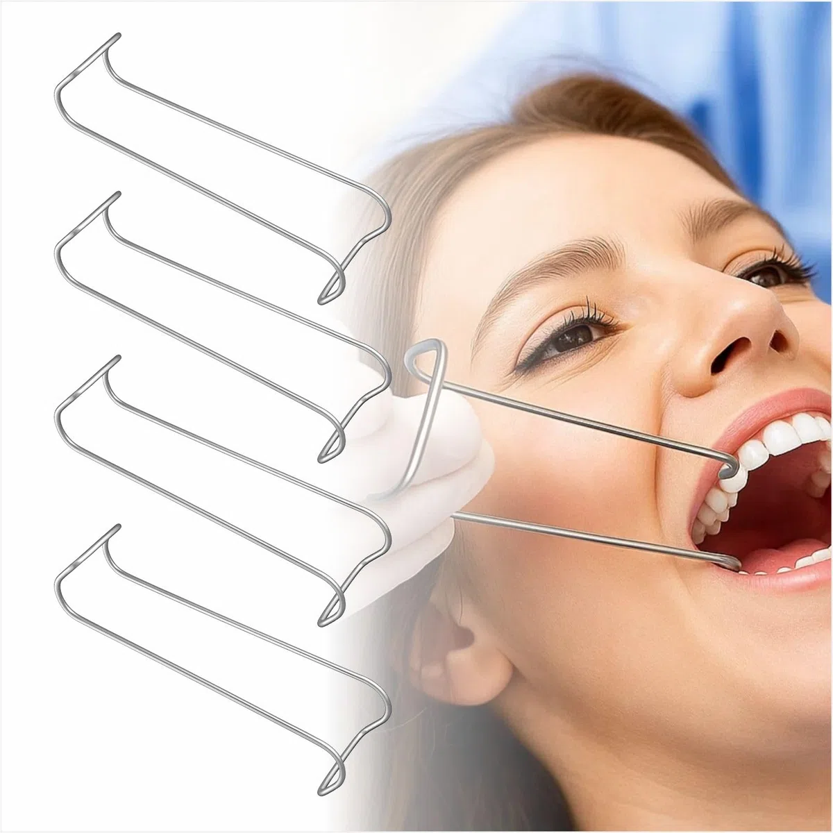 Dentale Columbia guancia Retractor, in acciaio inossidabile apertori bocca autoclavabili per sbiancamento dei denti, ortodonzia e procedure, 4 Pcs