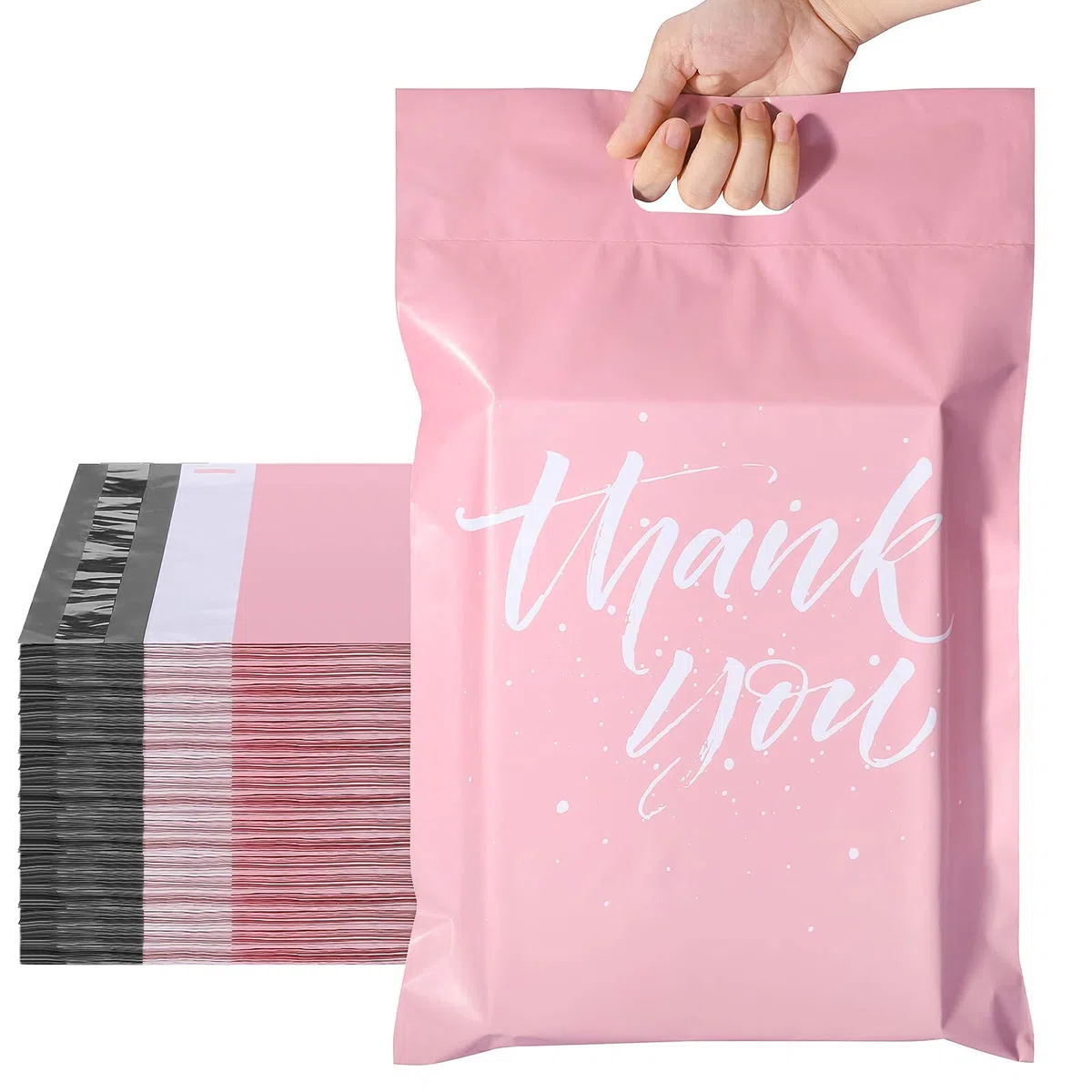 Switory Buste postali in plastica 10x13” (262x330mm) 100 pezzi Sacchetti per spedizione con manico Sacchetti postali con design di aggiornamento per abbigliamento con sacchetti autoadesivi, Rosa