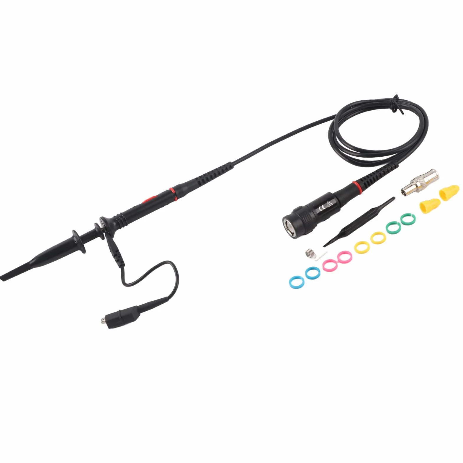 200 Mhz Oscilloscopio Sonda Clip Scope Test BNC End Sonda P2200 10X / 1X Black con Adjust Tool Kits