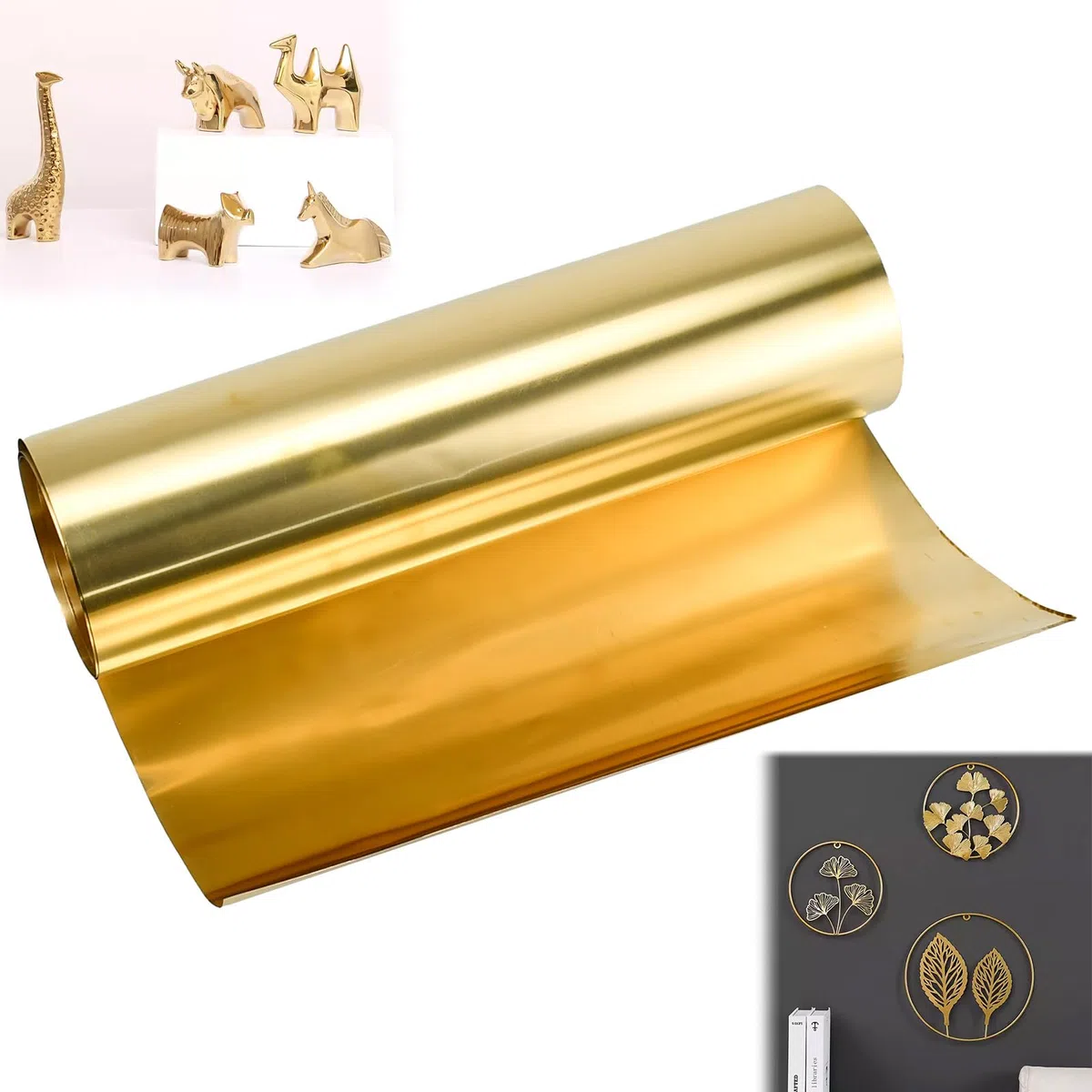HEKOBAG Piastra ottone 1000x300x0,1mm, rotolo striscia, lamina dorata, taglio DIY, impiallacciatura artigianato/messa a terra