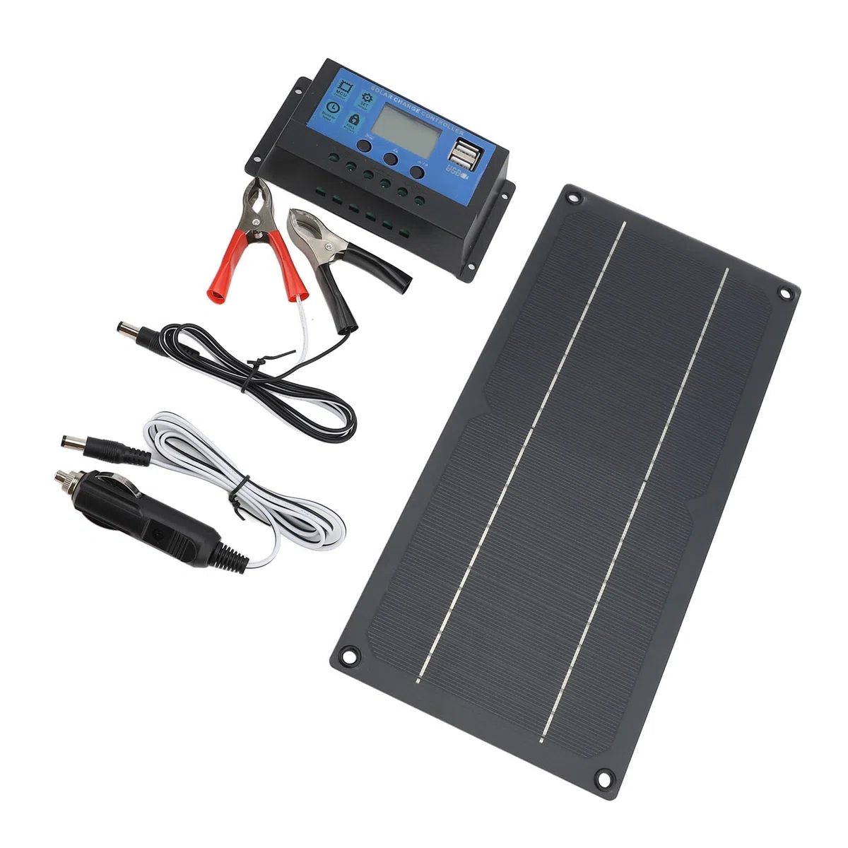 Sxhlseller Kit Pannello Solare in Silicio Monocristallino da 600 W con Regolatore di Carica 100 A 12 V 24 V, Alimentazione Portatile Leggera per Campeggio, Barche e Attrezzature Agricole