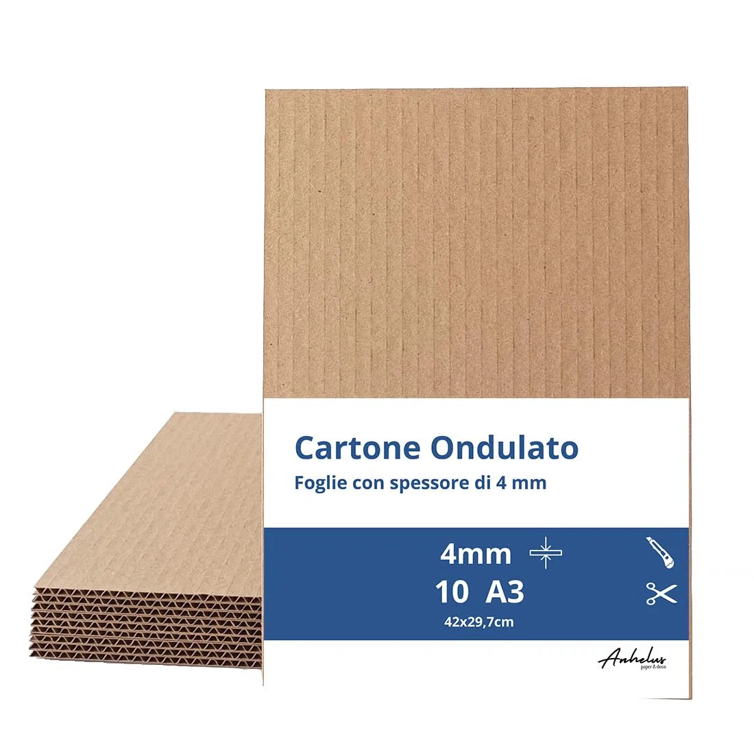 10 Fogli di Cartone Ondulato A3 | Spessore 4mm | Cartoni Imballaggio 42x29,7cm | Cartoncini Ondulati per Modellismo, inserti per imballaggio, Spedizzione e Artigianato