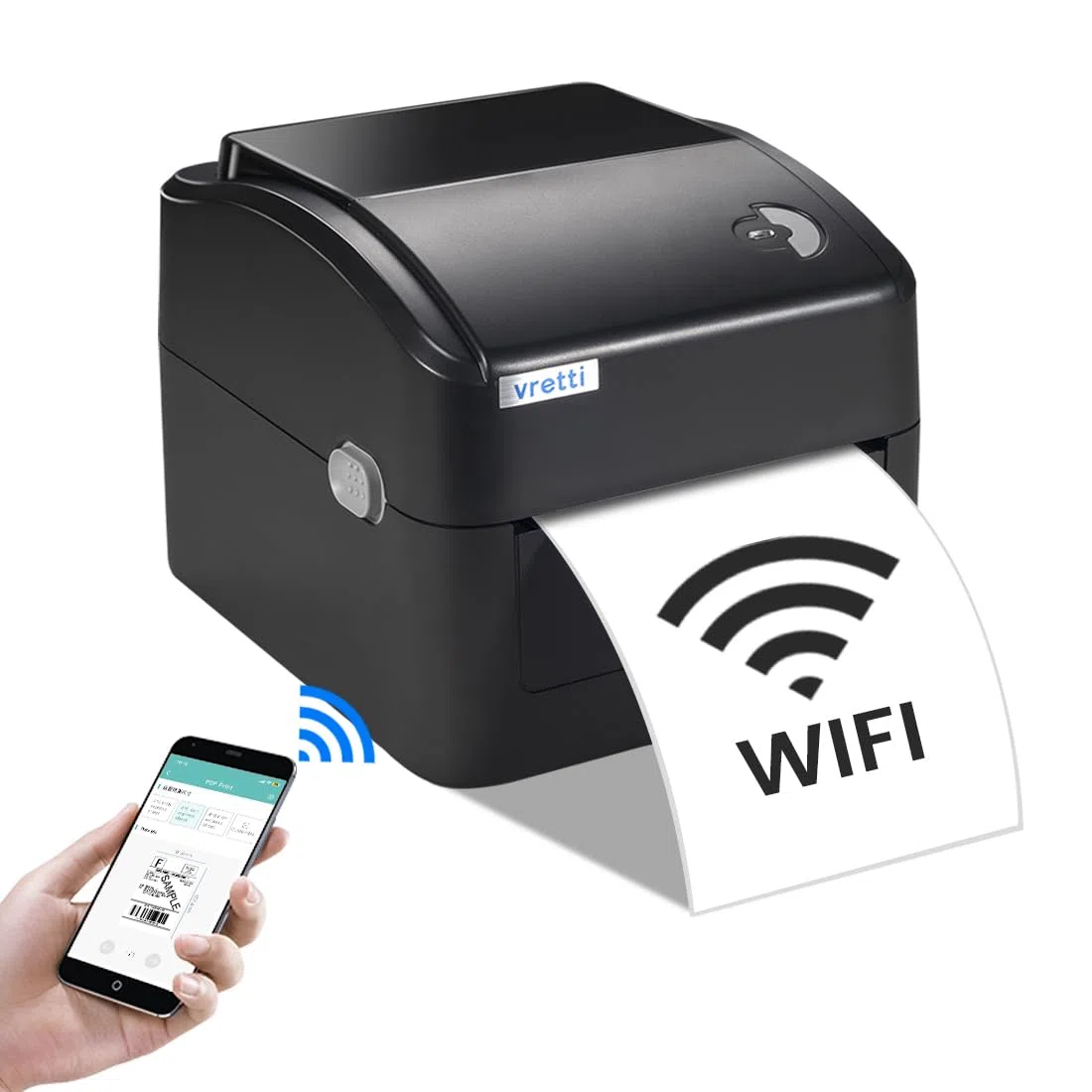 vretti Stampante Termica per Etichette WiFi, Stampante Termica Senza Fili, Stampante per Etichette WiFi/USB DHL, Etichettatrice per DHL DPD UPS FedEx Amazon