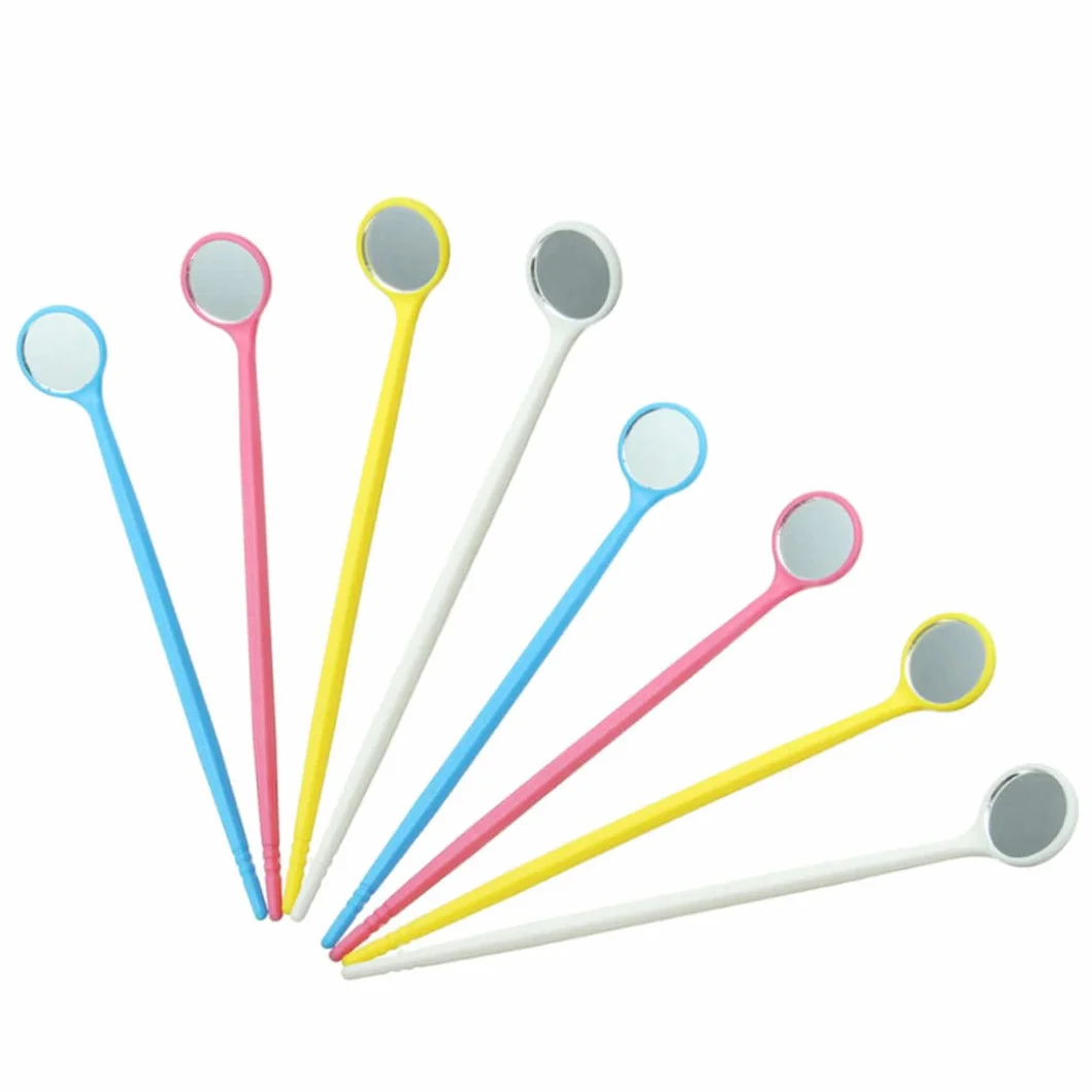Specchio dentale 100pcs specchietto monouso monolocale Strumenti dentali portatili con strumento di rimozione leggera, specchio della bocca usa e getta, specchio dentale, colore casuale