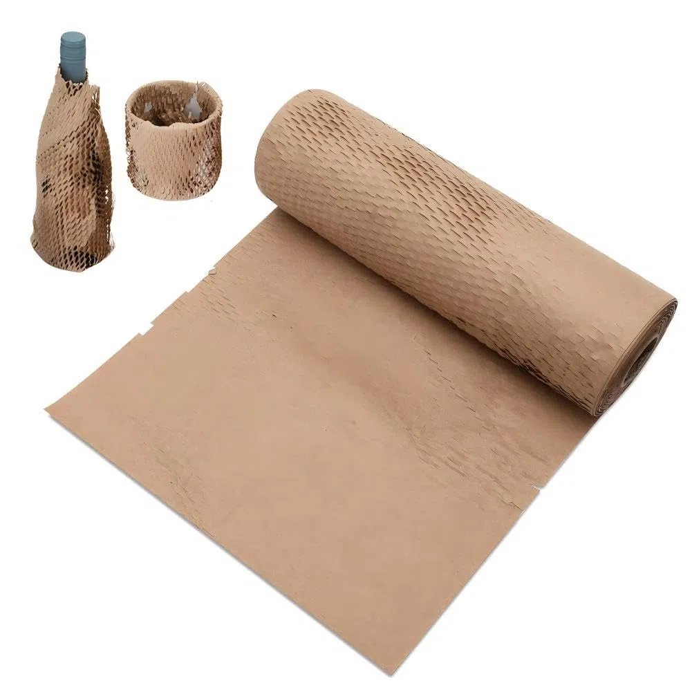 Carta da imballaggio a nido d'ape, 38 x 500 cm, colore marrone, carta kraft per spedizioni e trasloco, materiale da imballaggio