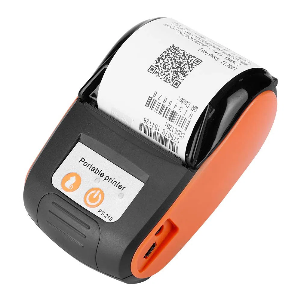 Stampante Termica Wireless, Mini Stampante Portatile Bluetooth Ad Alta velocità Diretta Compatibile con 4.0, Android, iOS E Windows, 58 Mm 110-240 V(Arancione, BS)