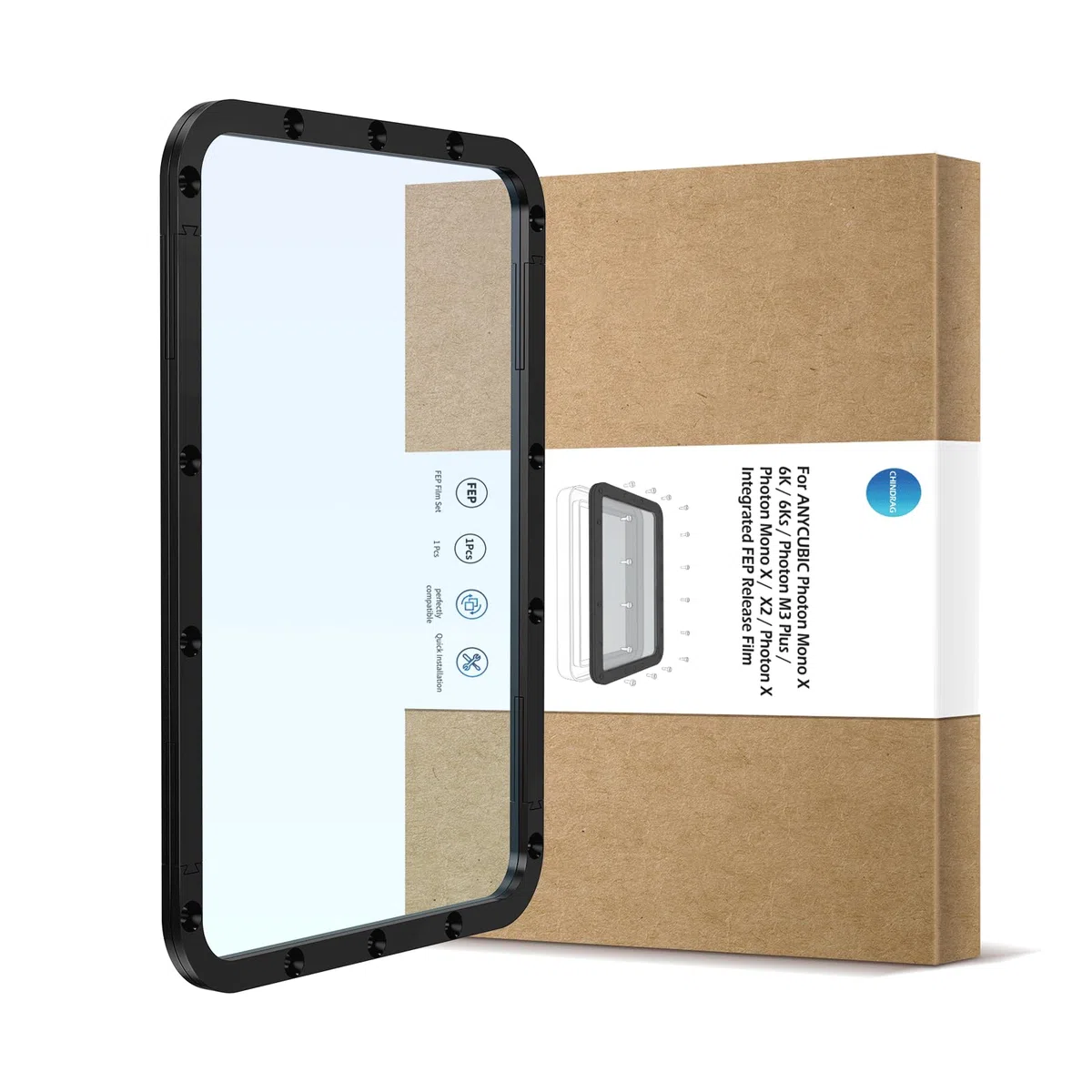 1 pellicola FEP di ricambio per Anycubic Photon Mono X 6K/6Ks/Photon M3 Plus/Photon Mono X/X2/Photon X, design integrato aggiornamenti in resina Vat pellicola FEP preinstallata per accessori per