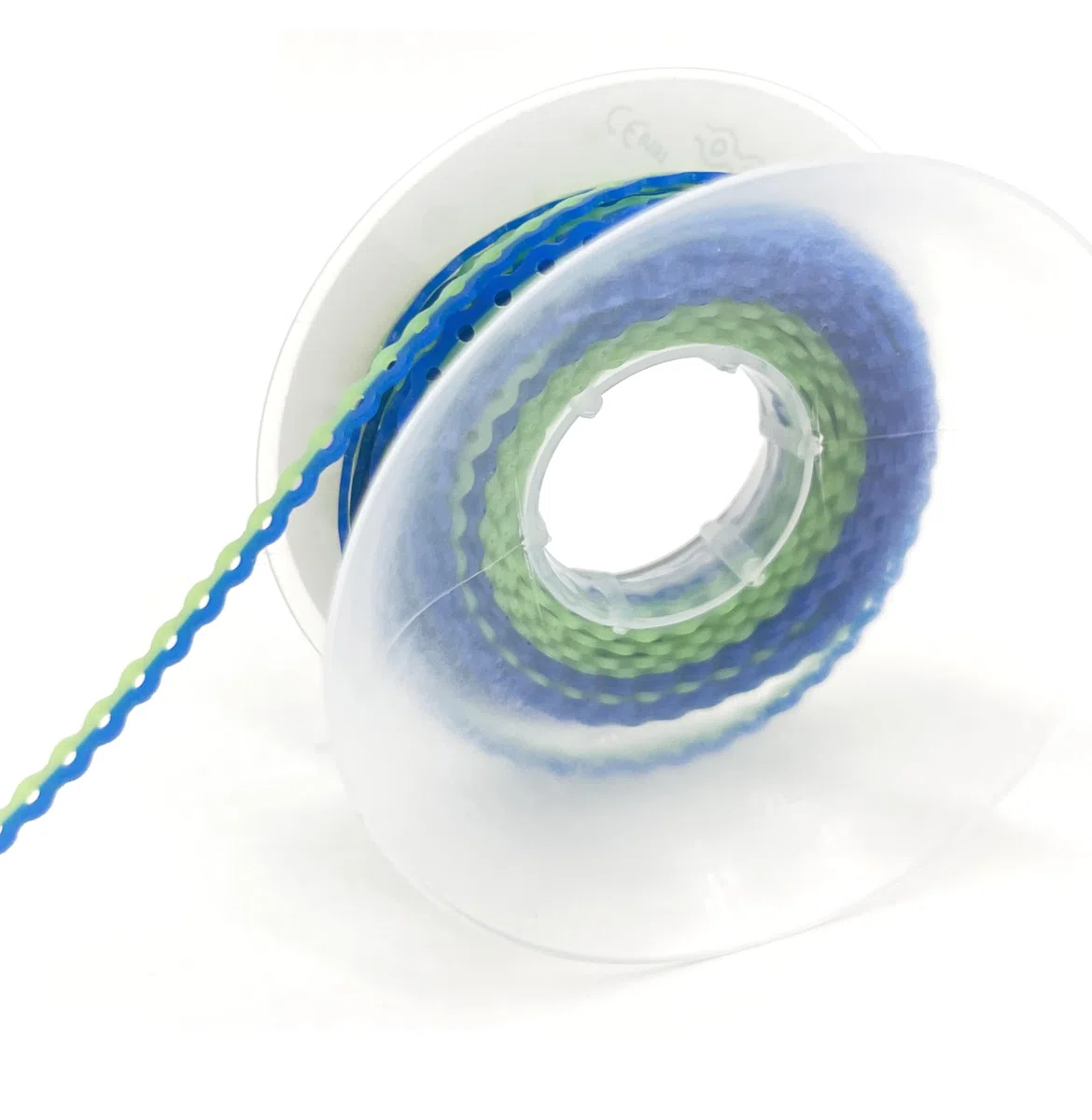 Catena di alimentazione ortodontica dentale, bobina di colori misti, elastici in gomma per tutori dentali, rotolo da 4,6 m (blu e verde, chiuso)