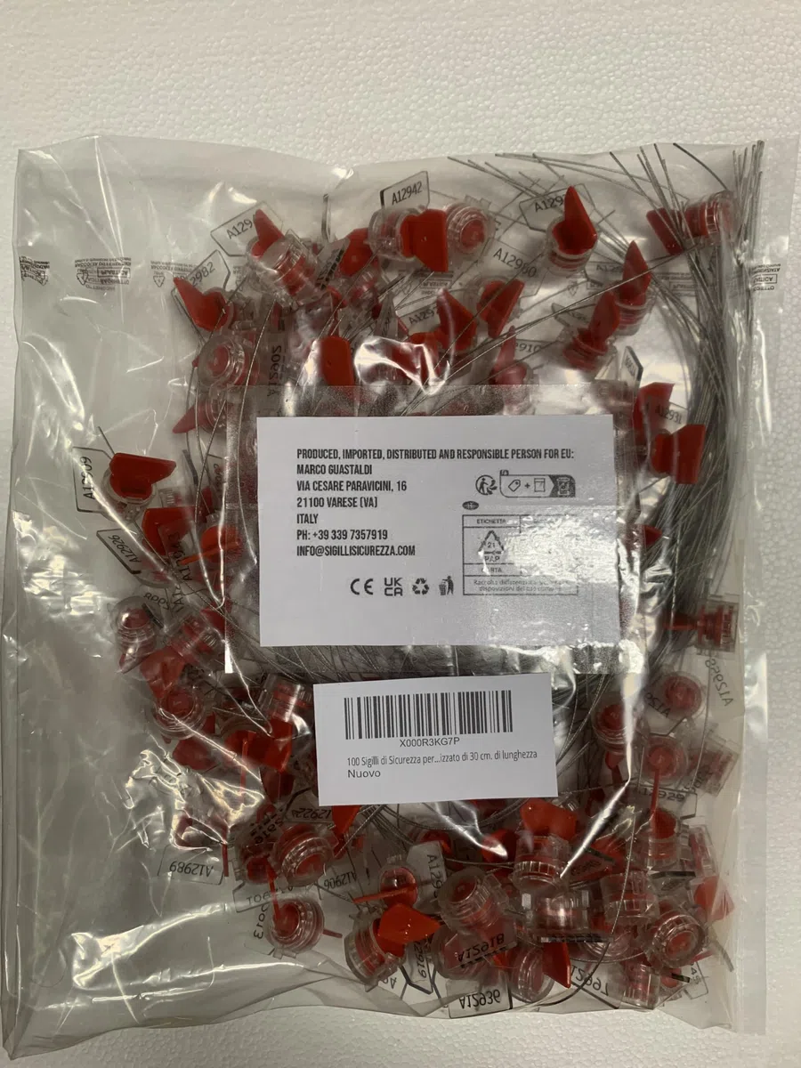 100 Sigilli di Sicurezza per Contatori LUCE, GAS ed ACQUA. Facile applicazione. Completo di Filo metallico in acciaio galvanizzato di 30 cm. di lunghezza